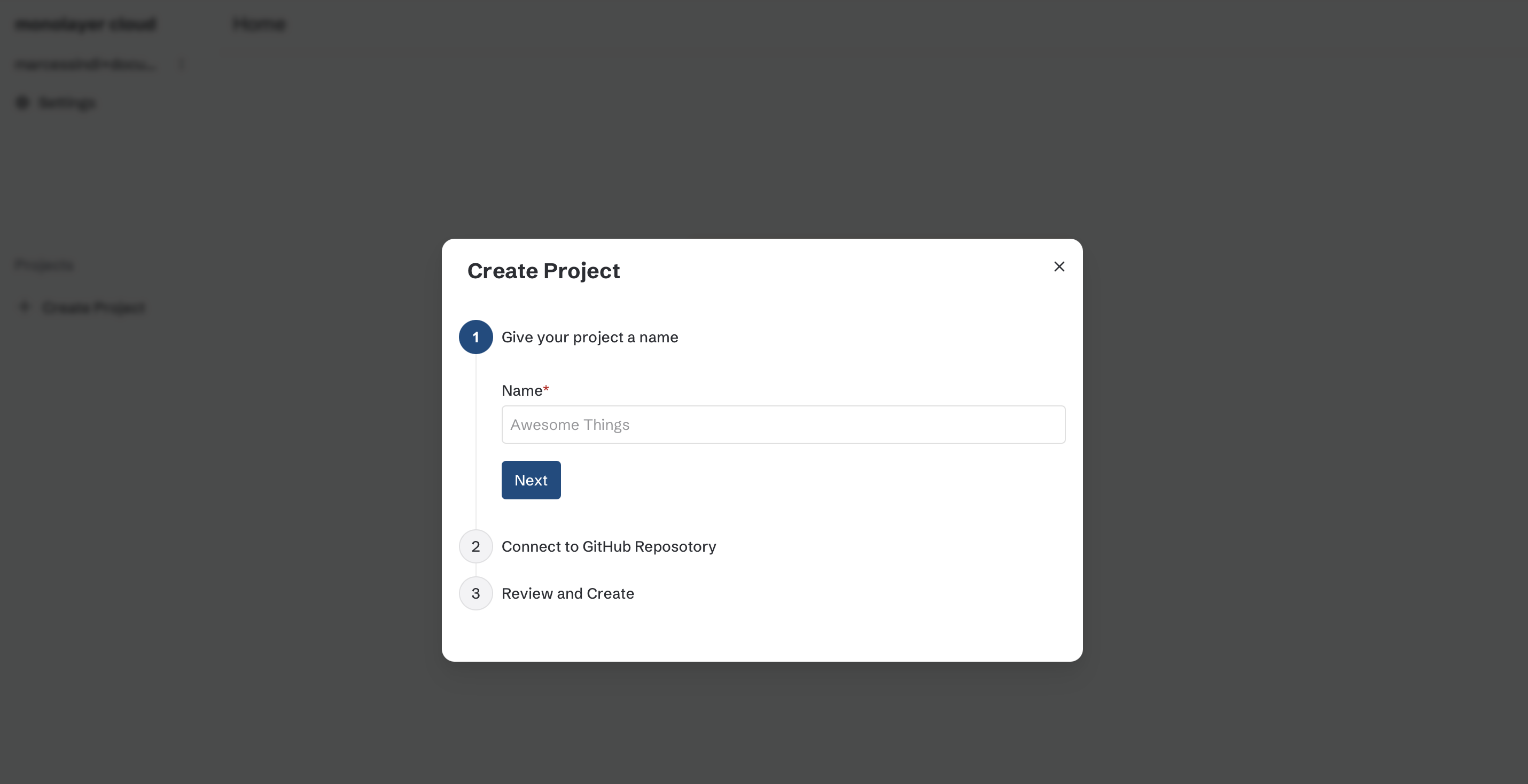 Create Project Dialog