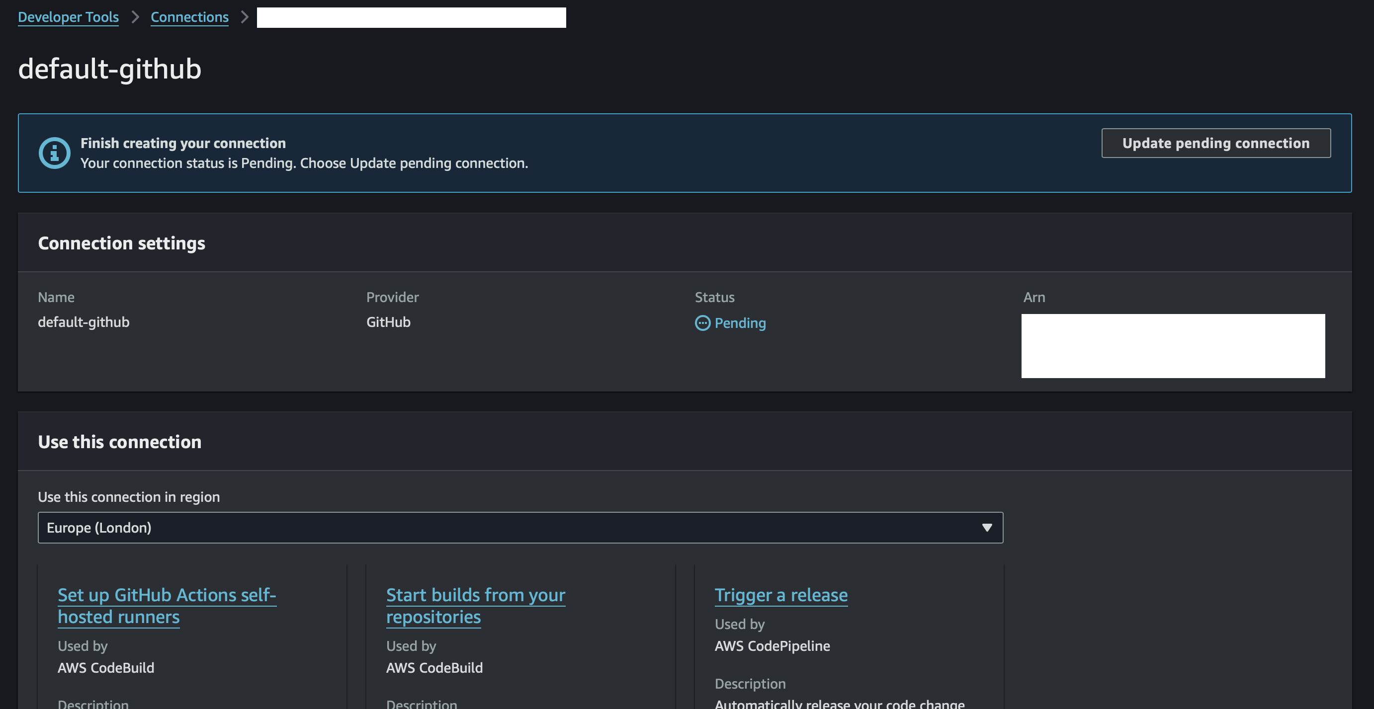 Pending CodeConnection