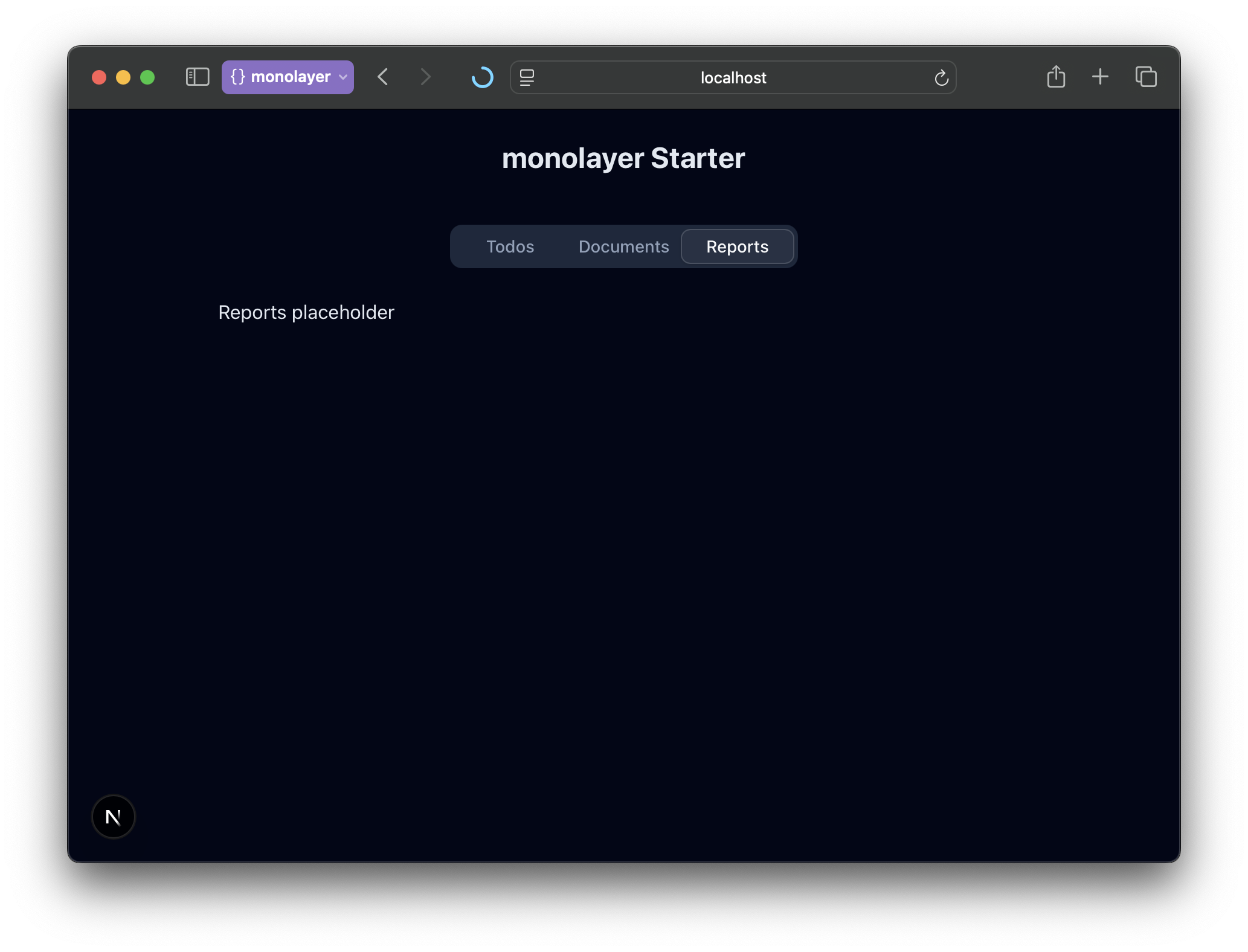 Reports Tab Placeholder
