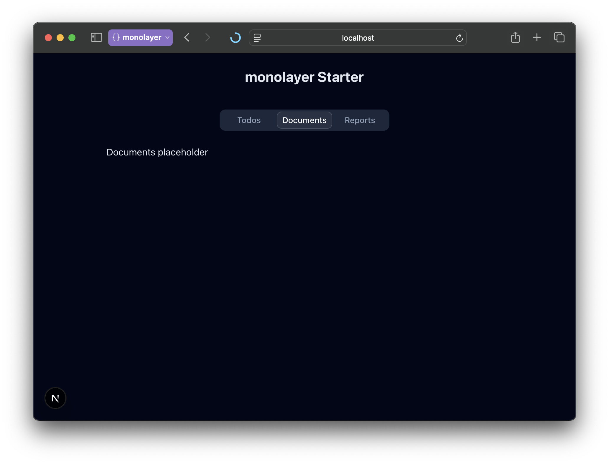 Documents Tab Placeholder